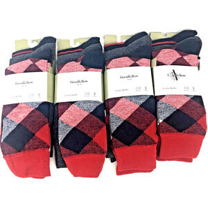 Men's Socks Crew Goodfellow & Co Red Blue 4 Packs Shoe Size 7-12 Total 12 Pairs